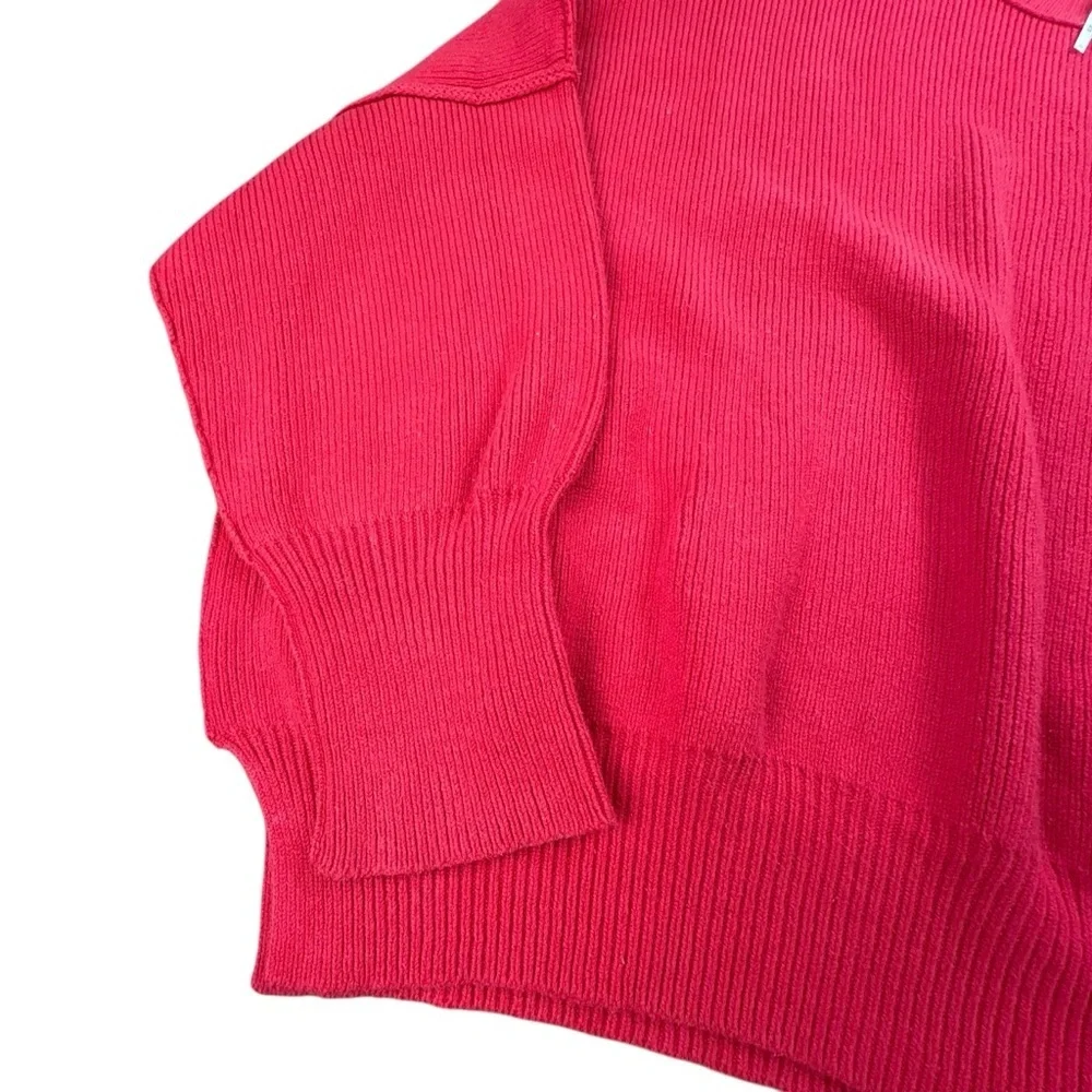 Free People M Very Oversized Red Ribbed Knit Sweater Dole man Sleeve